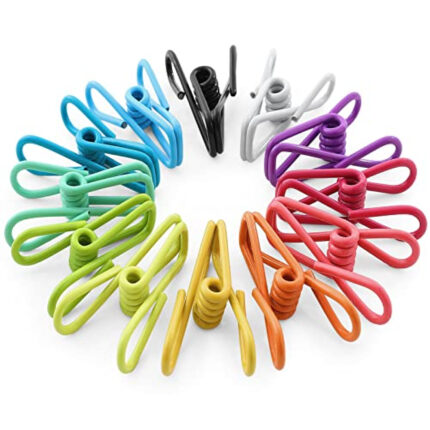 Bag Clips for Food Storage, 12pcs Steel & PVC Coated Food Bag Clips Bag Sealing Clips