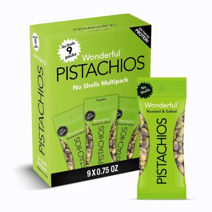 Wonderful Pistachios No Shells, Roasted & Salted Nuts, 0.75 Ounce Bags (Pack of 9)